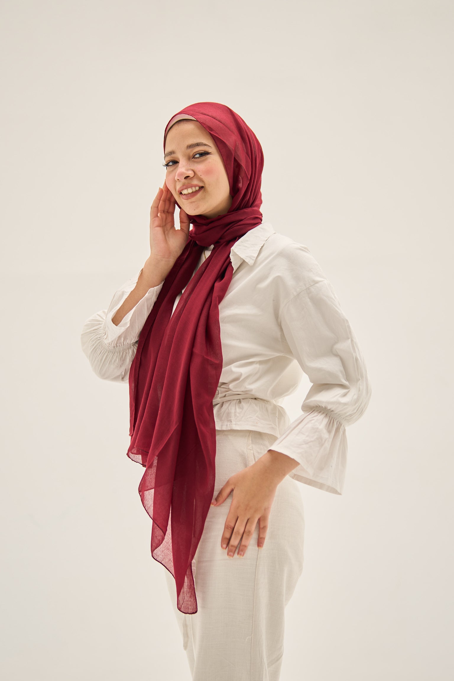 Crimson Elegance Hijab