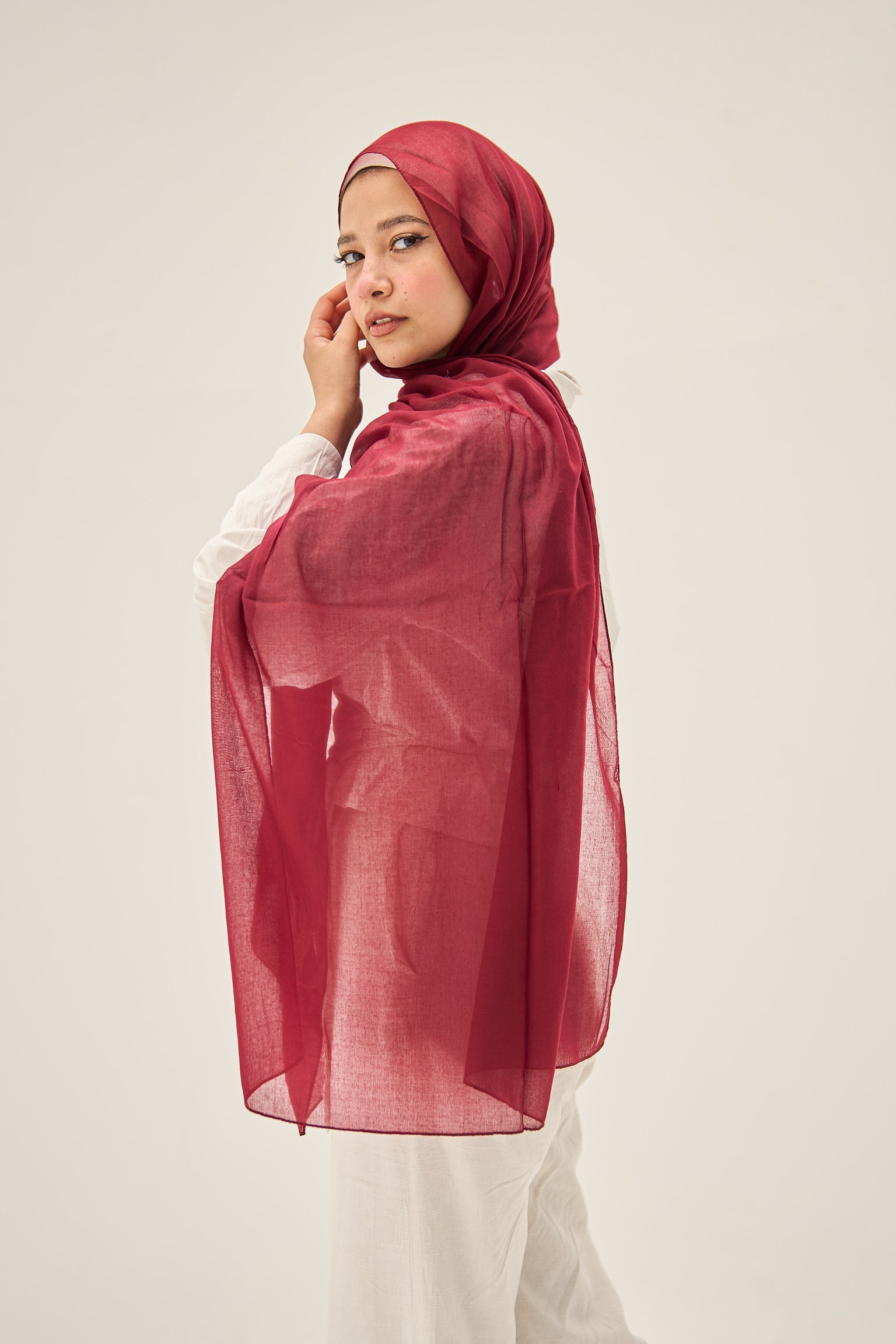 Crimson Elegance Hijab