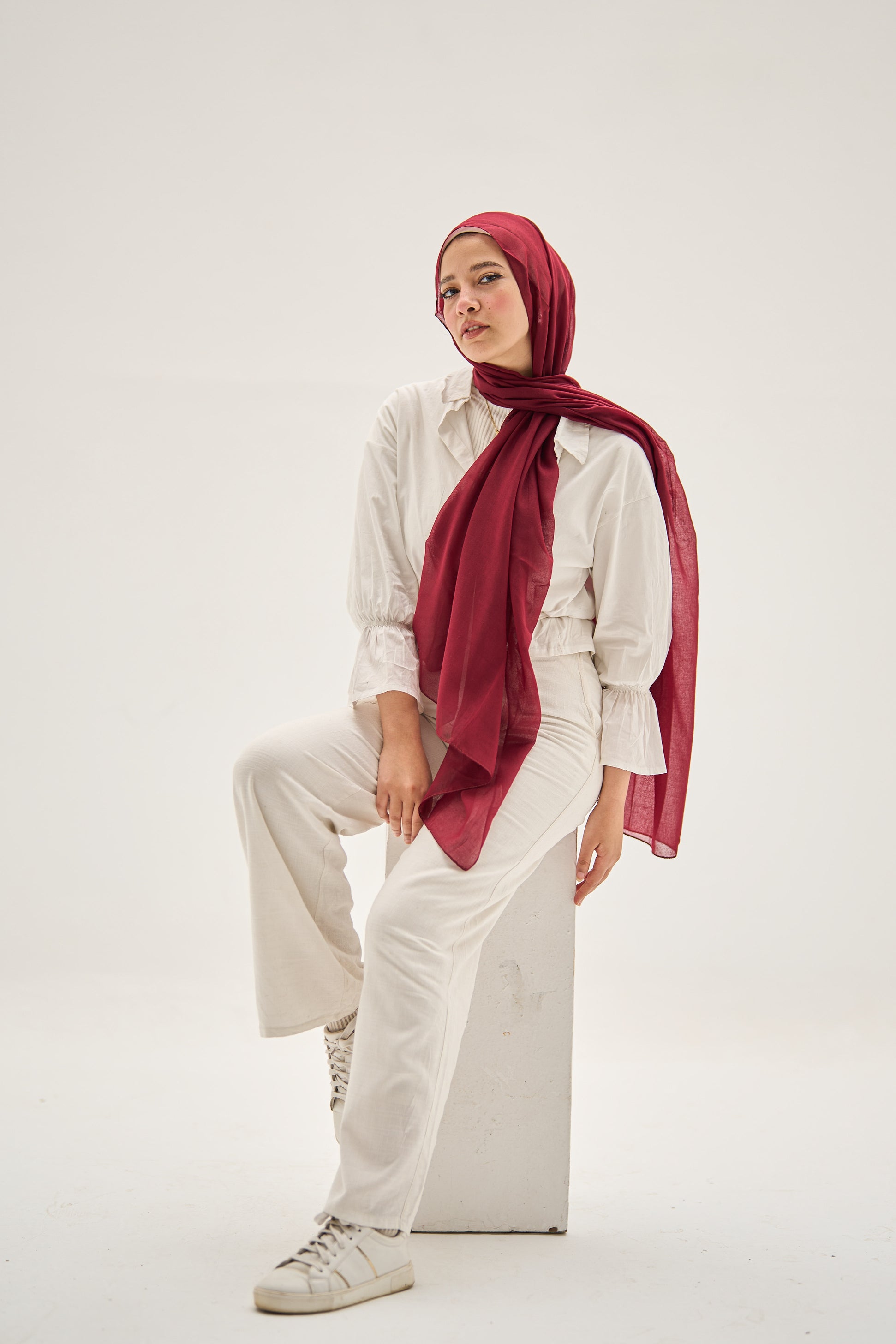 Crimson Elegance Hijab