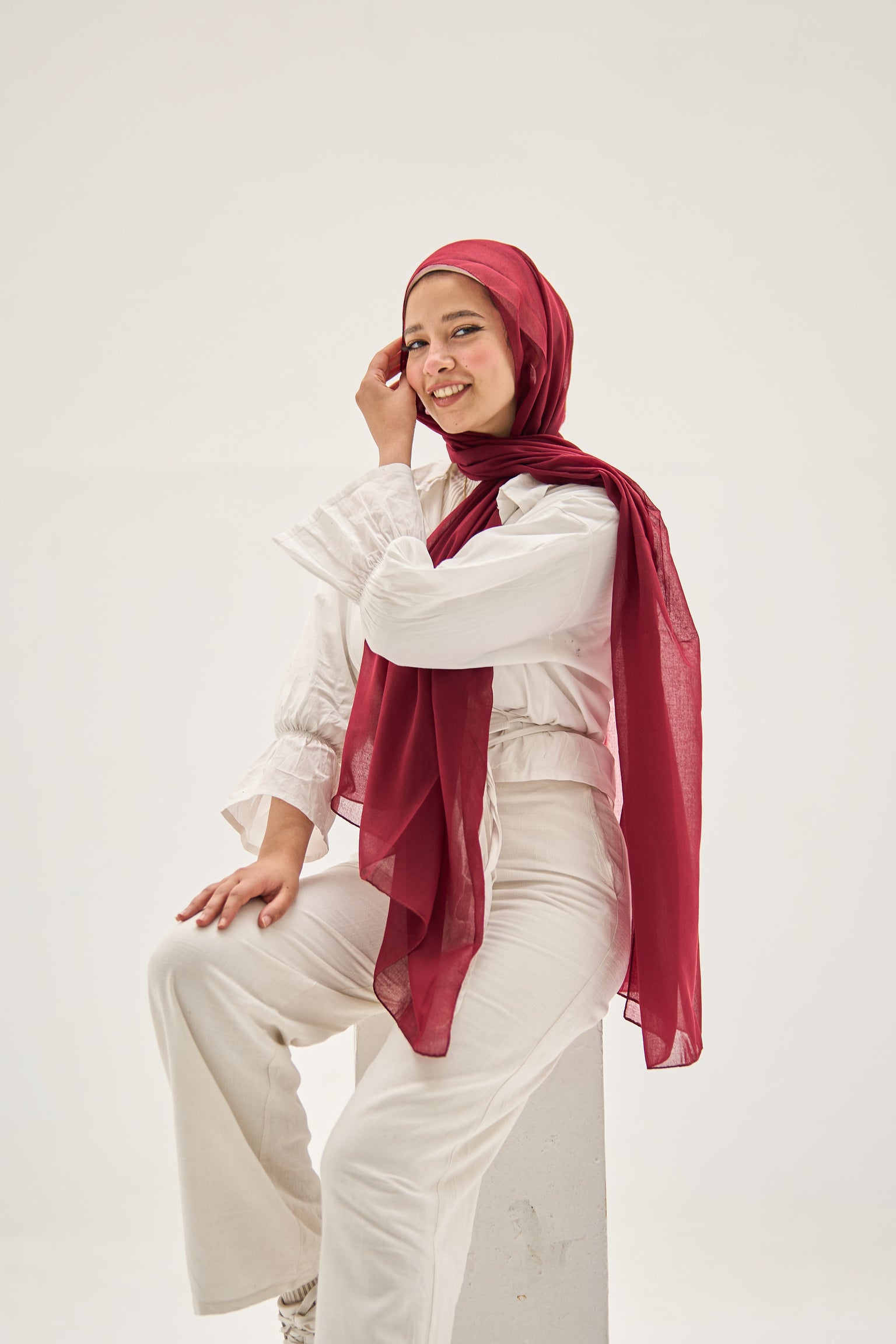 Crimson Elegance Hijab
