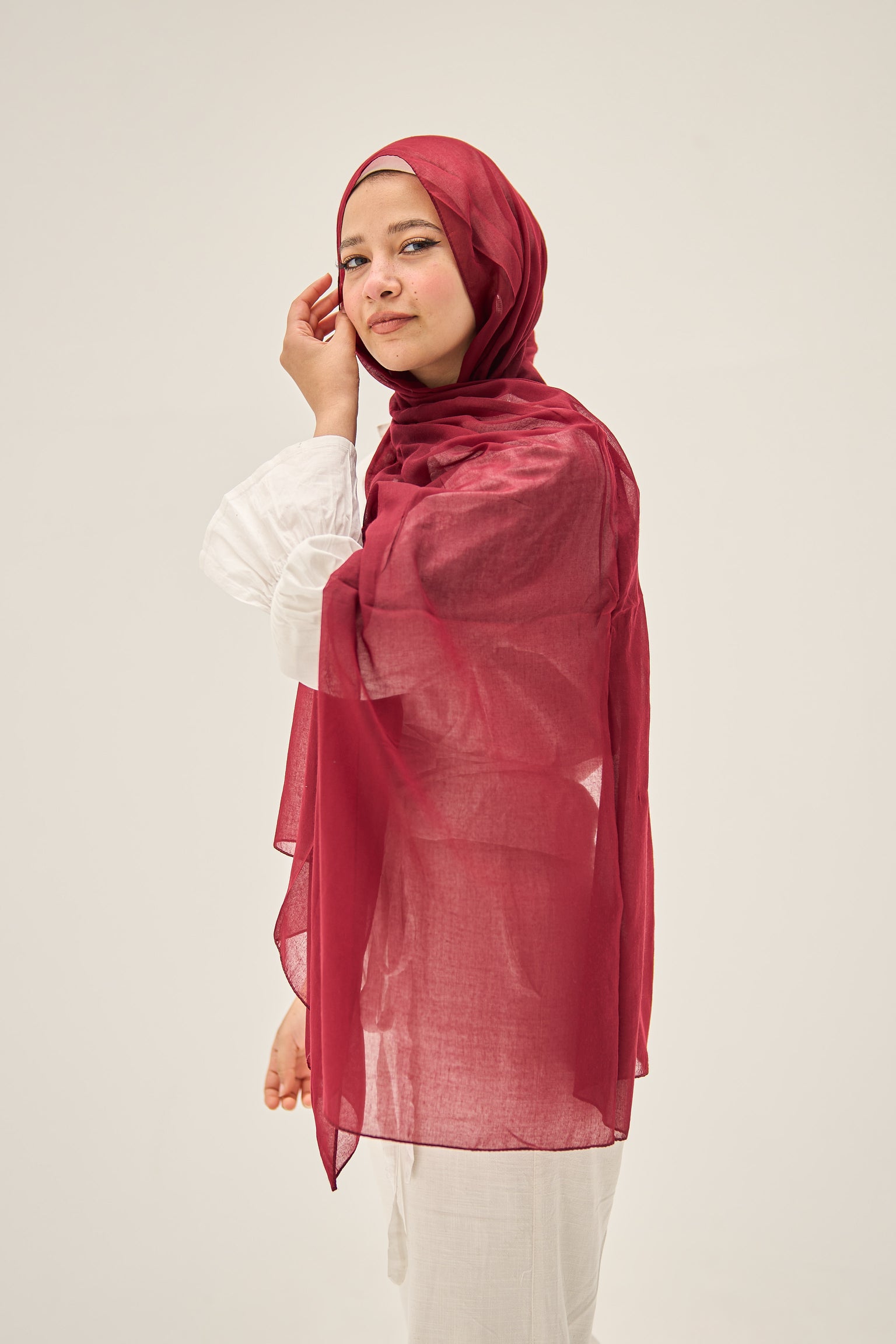 Crimson Elegance Hijab