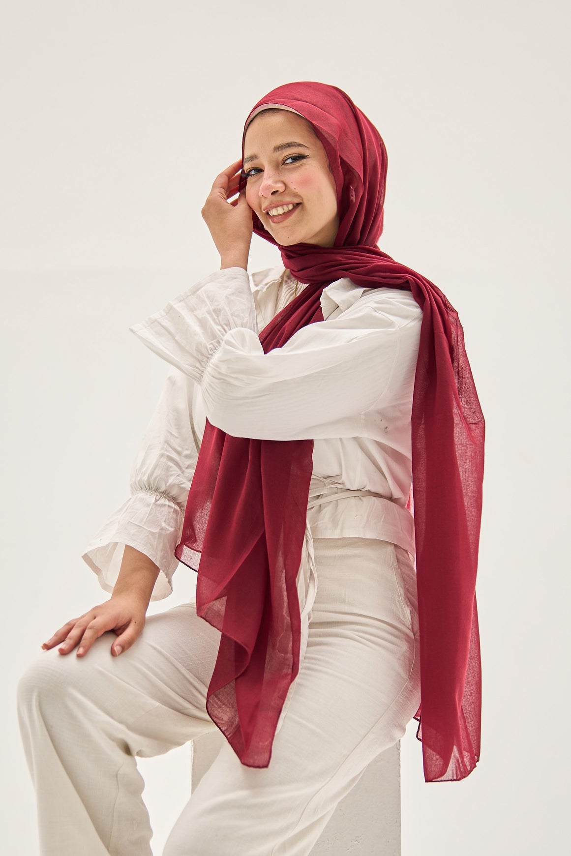 Crimson Elegance Hijab